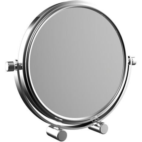 Calmwaters Reisespiegel, 5/1-fach Vergrößerung, chrom, rund, zweiseitige Spiegelfläche, Kristallglas, Metallhalterung, Ø 126 mm, 80BS6259