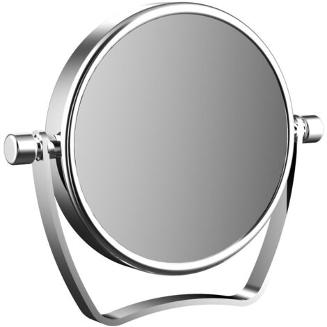 Calmwaters Reisespiegel, 5/1-fach Vergrößerung, chrom, rund, zweiseitige Spiegelfläche, Kristallglas, Metallhalterung, Ø 83 mm, Artikelnummer 80BS6255