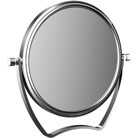Calmwaters Reisespiegel chrom, rund, 5/1-fach Vergrößerung, zweiseitige Spiegelfläche, Kristallglas, Metallhalterung, Durchmesser 139 mm, 80BS6257