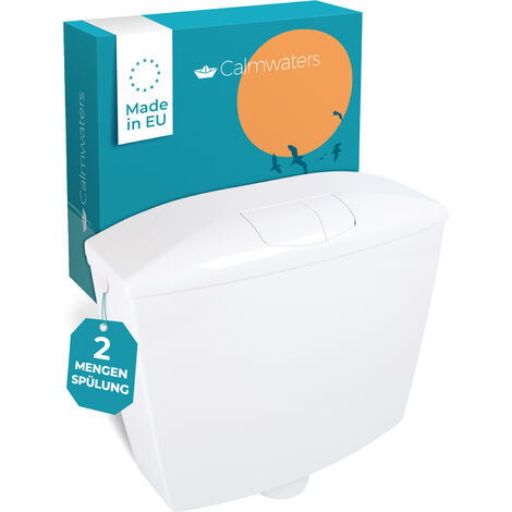 Calmwaters® Spülkasten mit 2-Mengen-Spülung, 3,5 & 6 - 9 Liter Spülmenge, Aufputzspülkasten WC schmal, Spülkasten Weiß für Aufputz-Montage, mit Zwei Mengen Technik, Modell Wellness, 29HB2723