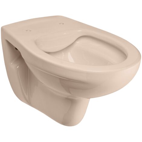 Calmwaters® Spülrandloses Hänge WC in Beige-Bahamabeige, Wand WC Abgang waagerecht, Tiefspül WC ohne Spülrand, Tiefspüler wandhängend, Wandtoilette aus Sanitärkeramik in Beige, 08AB6146