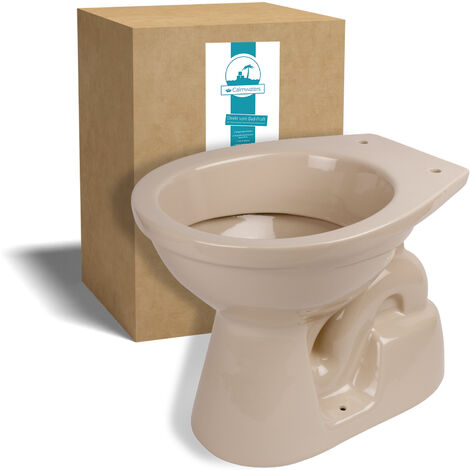 Calmwaters® Stand-WC mit senkrechtem Abgang innen als Tiefspüler in Beige- Toilette mit Spülrand aus hochwertiger Standard-Form, WC mit Bodenabfluss, 07AB3456
