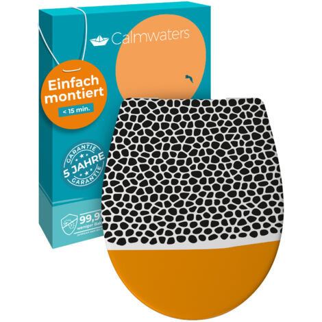 Calmwaters® WC Sitz Motiv Animal Print einfache Montage, Toilettendeckel bis 250 kg, Made in EU, antibakterieller Duroplast, Absenkautomatik, 2 Montage Optionen, abnehmbar, Klobrille, oval