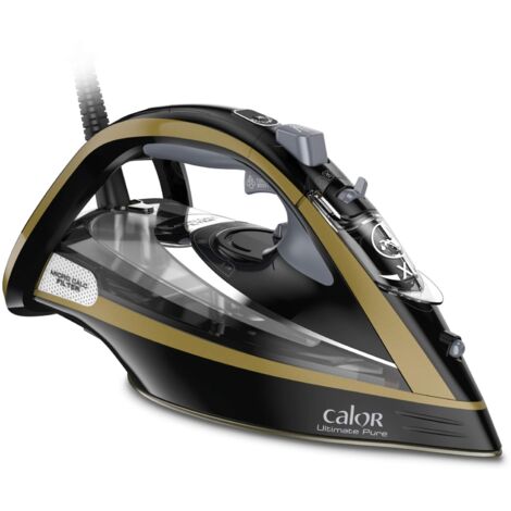 Calor Fer A Repasser Effet jusqu'à Noir Ferro da Stiro Ultimate Pure Effetto Pressing Fino a 260 g/min FV9839C0, 3000 W, 350 milliliters, Nero/Dorato