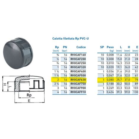 Calotta filettata Rp PVC-U 2" PN16 INPFCA263000 - -  IRRITEC - -