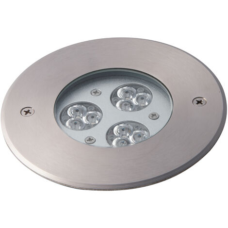 Calpestabile LED per esterno IRIDE DC12-24V argento 9x1W con funzione RGB e dimmer