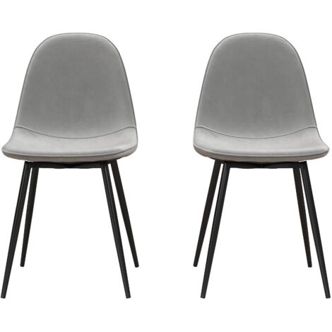 Calvin-Ensemble de 2 chaises de salle à manger en gris velours