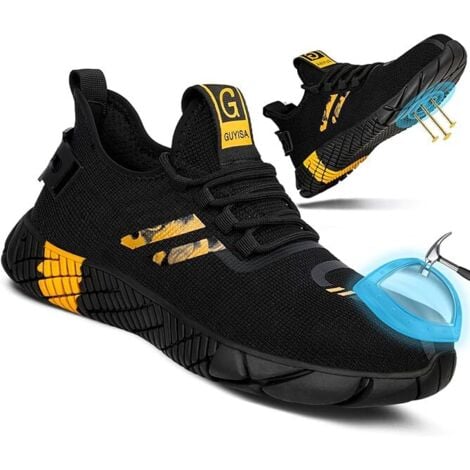 DPZO Calzado de seguridad ligero, antichoque, antipinchazos, antideslizante, con puntera de acero, deportivo, de trabajo, unisex, talla 43 UE