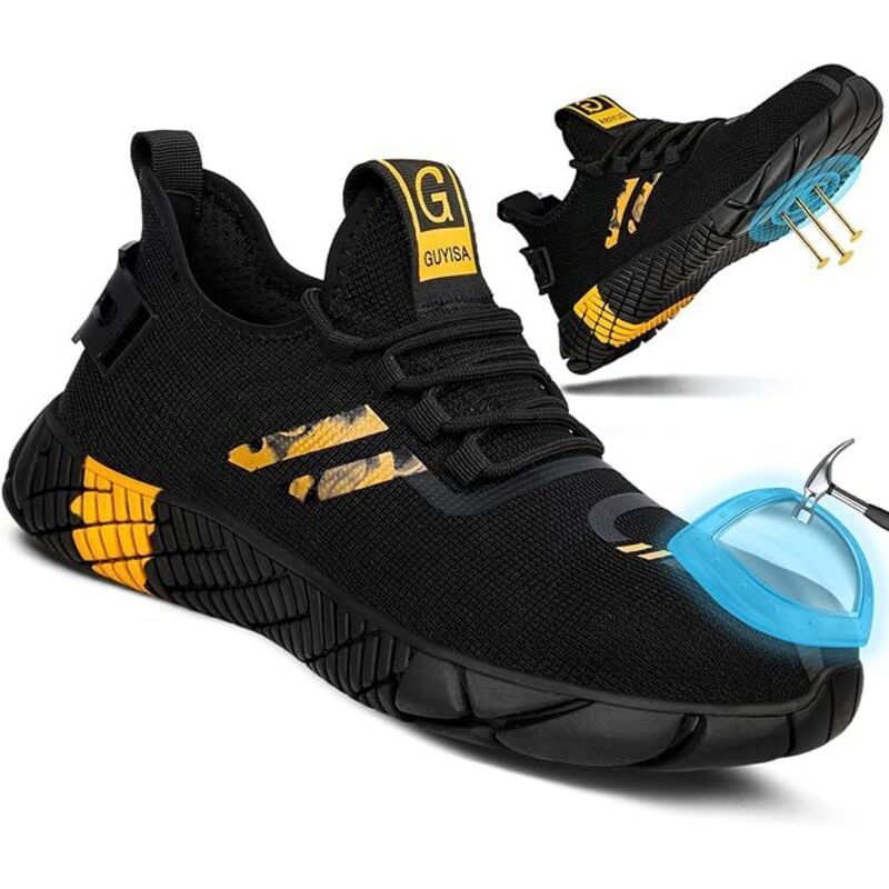 [NUNCA USADO] Calzado de seguridad ligero, antichoque, antipinchazos, antideslizante, con puntera de acero, deportivo de seguridad, de trabajo,