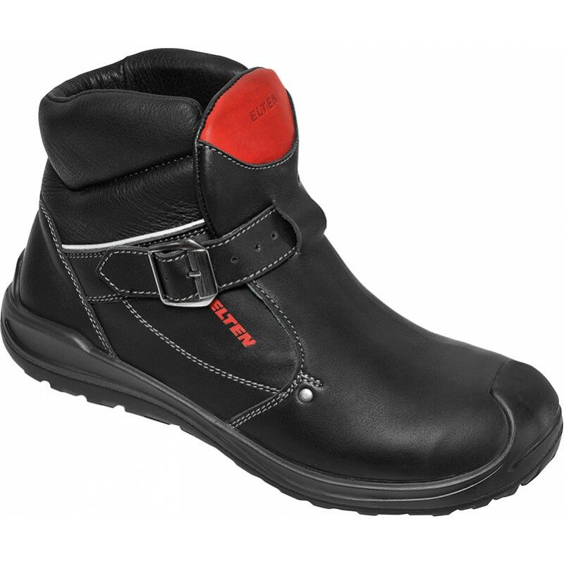 Image of Anderson Roof S3 hi scarpe antinfortunistiche, donna e uomo, pelle, puntale in acciaio, leggere, robuste, nero/rosso, taglia: 42 - Elten