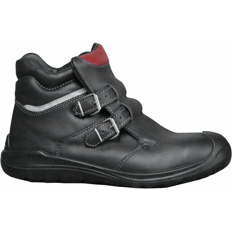 Image of Elten - anderson Roof S3 hi scarpe antinfortunistiche, donna e uomo, pelle, puntale in acciaio, leggere, robuste, nero/rosso, taglia: 42