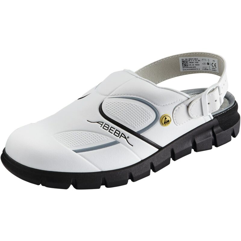 Abeba - Calzatura professionale Clog, bianco/nero