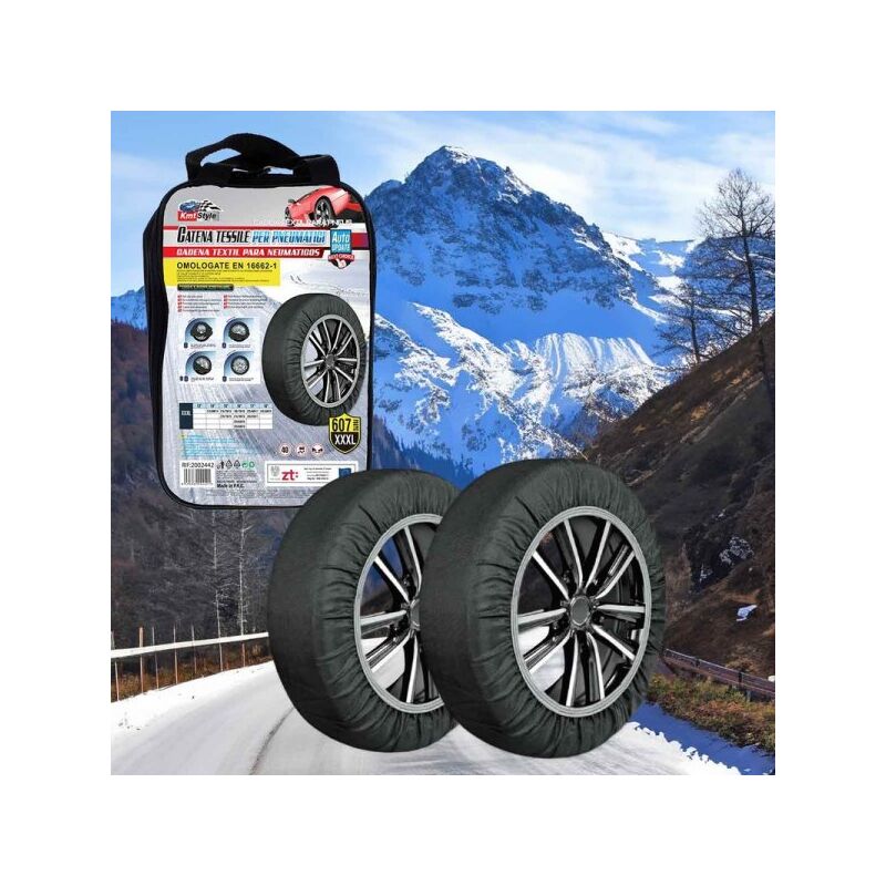 Image of Topolenashop Calze da Neve Omologate Italia en 16662 1 Kit con 2 Calze tessili per pneumatici l