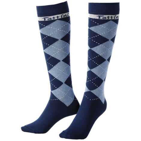Calzettoni scozzesi in cotone elastico con piede rinforzato per tutte le stagioni : 35/38, Blu 09