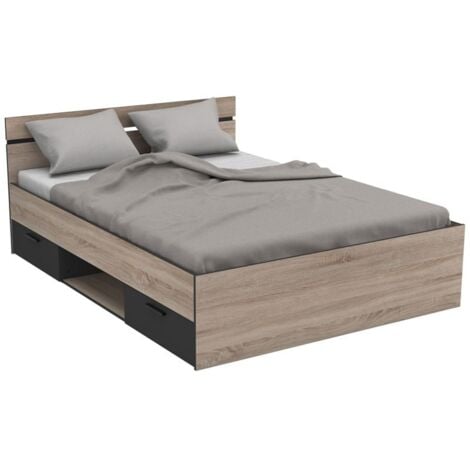 Estructura De Cama De Matrimonio Madera Maciza Negro 180x200 Cm Vidaxl con  Ofertas en Carrefour