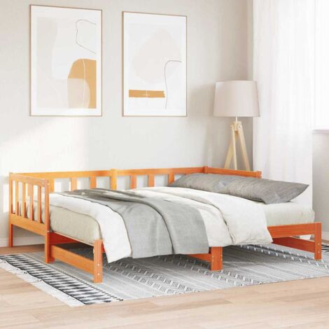 Cama abatible de día Marrón cera 2 x (90x190) cm