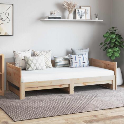 Cama abatible de día Natural 180 x 200 cm Madera de pino macizo