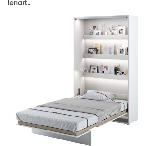 Cama abatible Lenart BED CONCEPT 02 120x200 vertical blanco mate