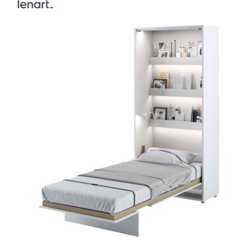 Cama abatible Lenart BED CONCEPT 03 90x200 vertical blanco mate