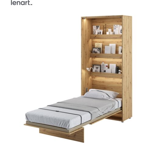 Cama abatible Lenart BED CONCEPT 03 90x200 vertical roble artesanal