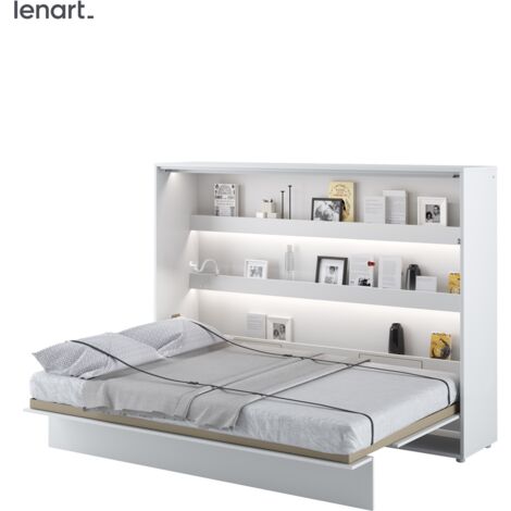 Cama abatible Lenart BED CONCEPT 04 140x200 horizontal blanco mate