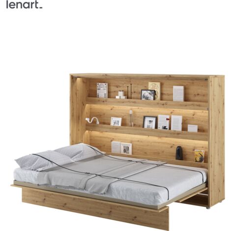 Cama abatible Lenart BED CONCEPT 04 140x200 horizontal roble artesanal