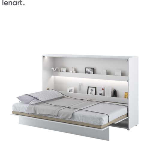 Cama abatible Lenart BED CONCEPT 05 120x200 horizontal blanco mate