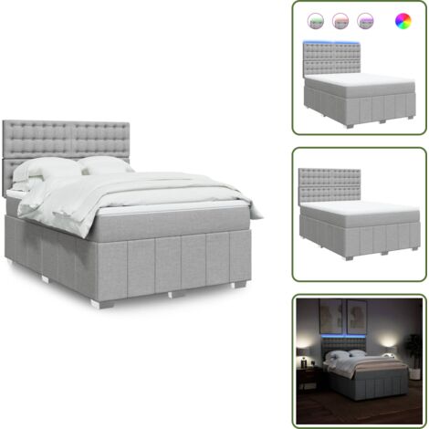Cama ajustable - vidaXL Cama box spring con colchón tela gris claro 160x200 cm - Cama con cabecero