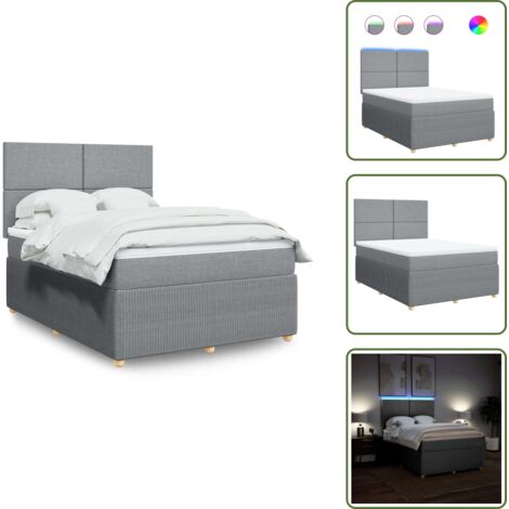 Cama ajustable - vidaXL Cama box spring con colchón tela gris claro 160x200 cm - Cama con cabecero