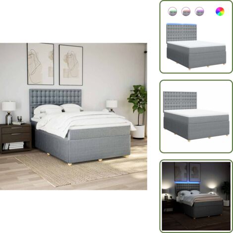 Cama ajustable - vidaXL Cama box spring con colchón tela gris claro 160x200 cm - Cama con cabecero