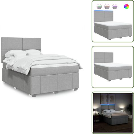 Cama ajustable - vidaXL Cama box spring con colchón tela gris claro 160x200 cm - Cama con cabecero