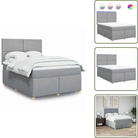 Cama ajustable - vidaXL Cama box spring con colchón tela gris claro 160x200 cm - Cama con cabecero