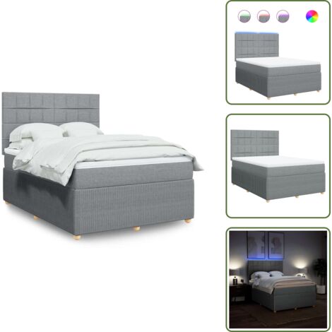 Cama ajustable - vidaXL Cama box spring con colchón tela gris claro 160x200 cm - Cama con cabecero