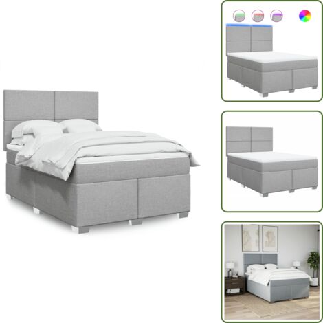 Cama ajustable - vidaXL Cama box spring con colchón tela gris claro 160x200 cm - Cama con cabecero