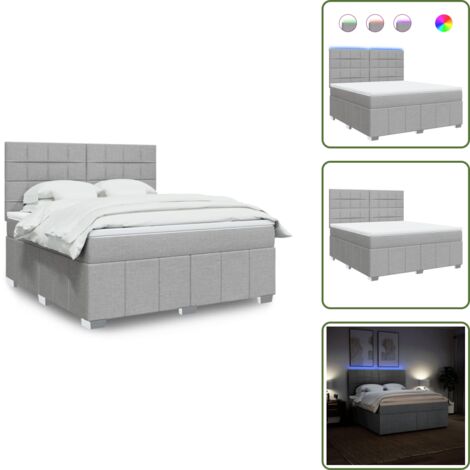Cama ajustable - vidaXL Cama box spring con colchón tela gris claro 180x200 cm - Cama con cabecero