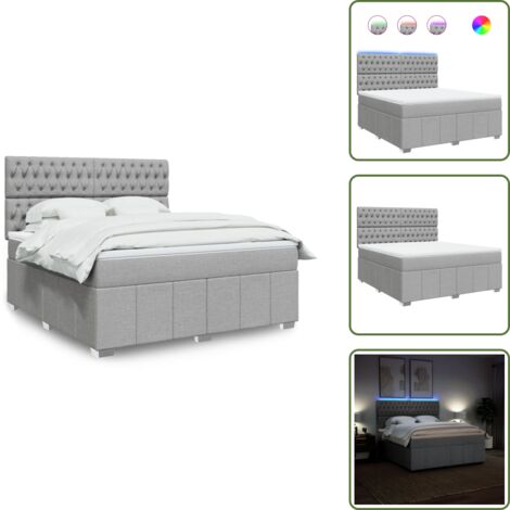 Cama ajustable - vidaXL Cama box spring con colchón tela gris claro 180x200 cm - Cama con cabecero