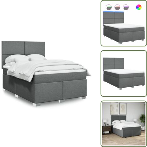Cama ajustable - vidaXL Cama box spring con colchón tela gris oscuro 160x200 cm - Cama con cabecero