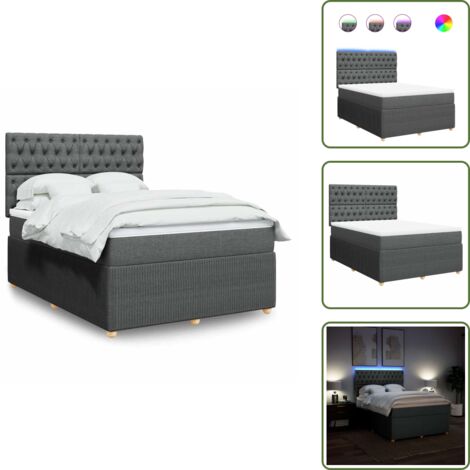 Cama ajustable - vidaXL Cama box spring con colchón tela gris oscuro 160x200 cm - Cama con cabecero