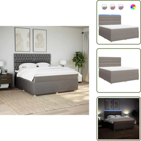Cama ajustable - vidaXL Cama box spring con colchón tela gris taupe 180x200 cm - Cama con cabecero