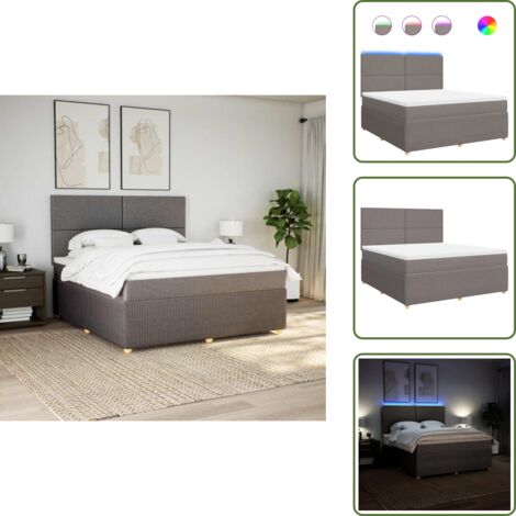 Cama ajustable - vidaXL Cama box spring con colchón tela gris taupe 180x200 cm - Cama con cabecero