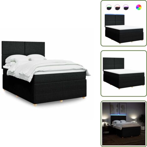 Cama ajustable - vidaXL Cama box spring con colchón tela negro 160x200 cm - Cama con cabecero