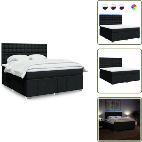 Cama ajustable - vidaXL Cama box spring con colchón tela negro 180x200 cm - Cama con cabecero