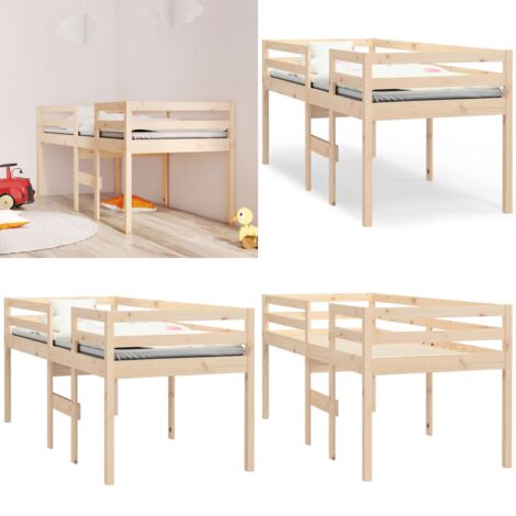 Cama alta madera maciza pino 80x200 cm - Madera maciza - Pino