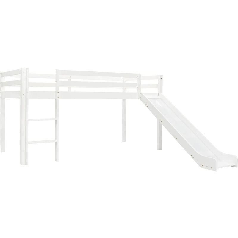 

Cama alta para niños tobogán y escalera madera pino 97x208 cm - Blanco