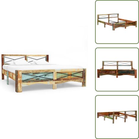 Cama antigua - vidaXL Estructura de cama de madera maciza reciclada 180x200 cm - Cama rústica