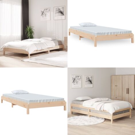 Cama apilable de madera pino maciza 75x190 cm - Cama de madera - Cama de pino