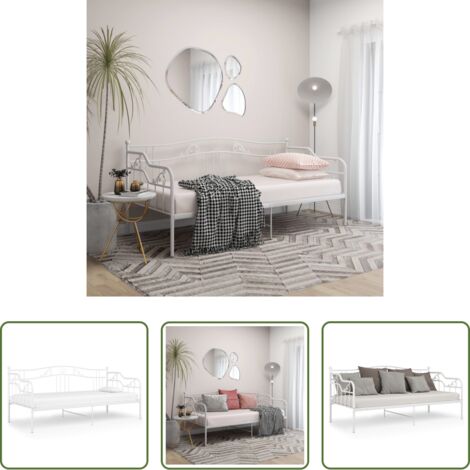 Cama auxiliar -  Estructura de sofá cama sin colchón metal blanco 90x200 cm