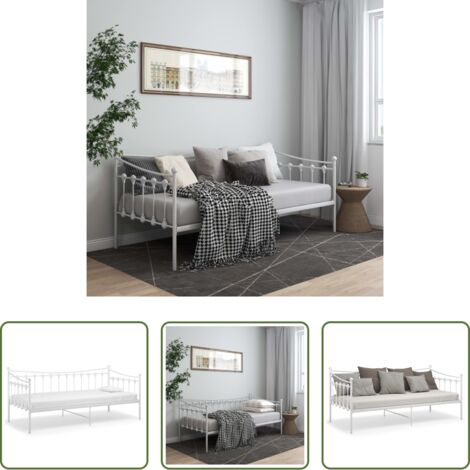 Cama auxiliar -  Estructura de sofá cama sin colchón metal blanco 90x200 cm