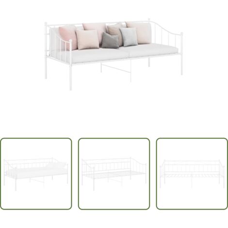 Cama auxiliar -  Estructura de sofá cama sin colchón metal blanco 90x200 cm