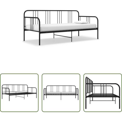Cama auxiliar -  Estructura de sofá cama sin colchón metal negro 90x200 cm